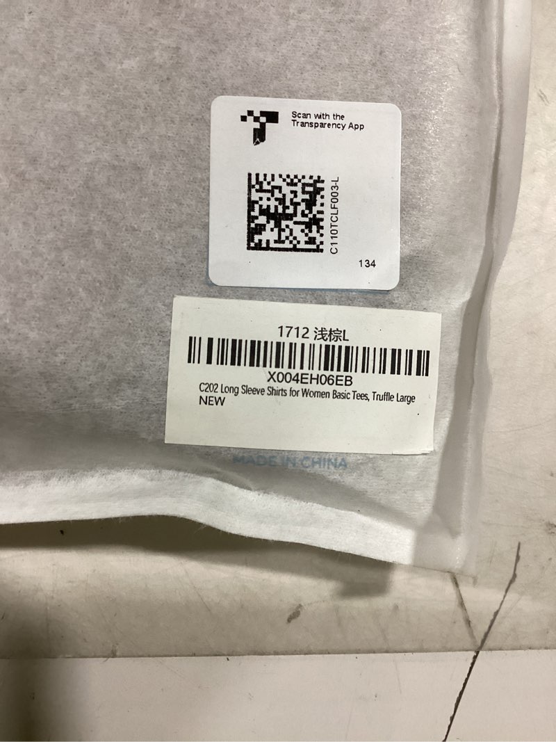 Condition photo showing New/Like New for Women's Long Sleeve Shirts Crew Neck Slim Fit Going Out Tops Basic Tees Barely There Collection Truffle Large