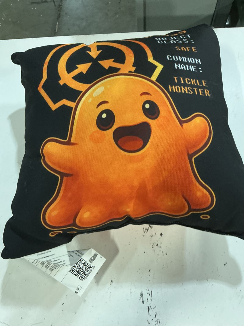 Condition photo showing New/Like New for scp 999 tickle monster anomalous object containment throw pillow