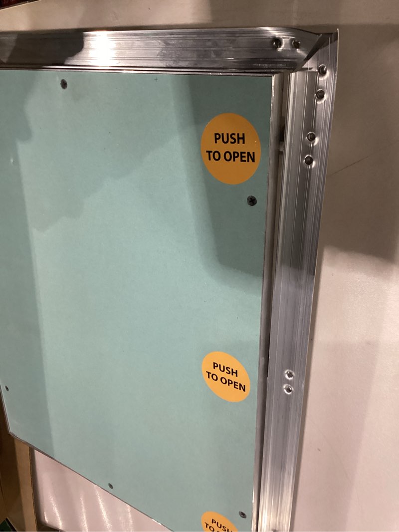 Condition photo showing As Is for Vent Systems 16" x 20" Inch Aluminum Drywall Access Panel – Recessed Metal Rectangular Inspection Door for Wall, Ceiling, Plumbing, HVAC System – Indoor Use for Home, Garage, Office Renovation, Repair