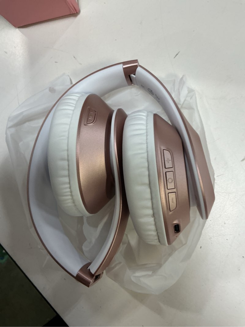 Condition photo showing Good Condition for wireless bluetooth headphones over ear 65h playtime hifi stereo headset with microphone and 6eq modes foldable bluetooth v5.3 headphones for travel smartphone computer laptop rose gold