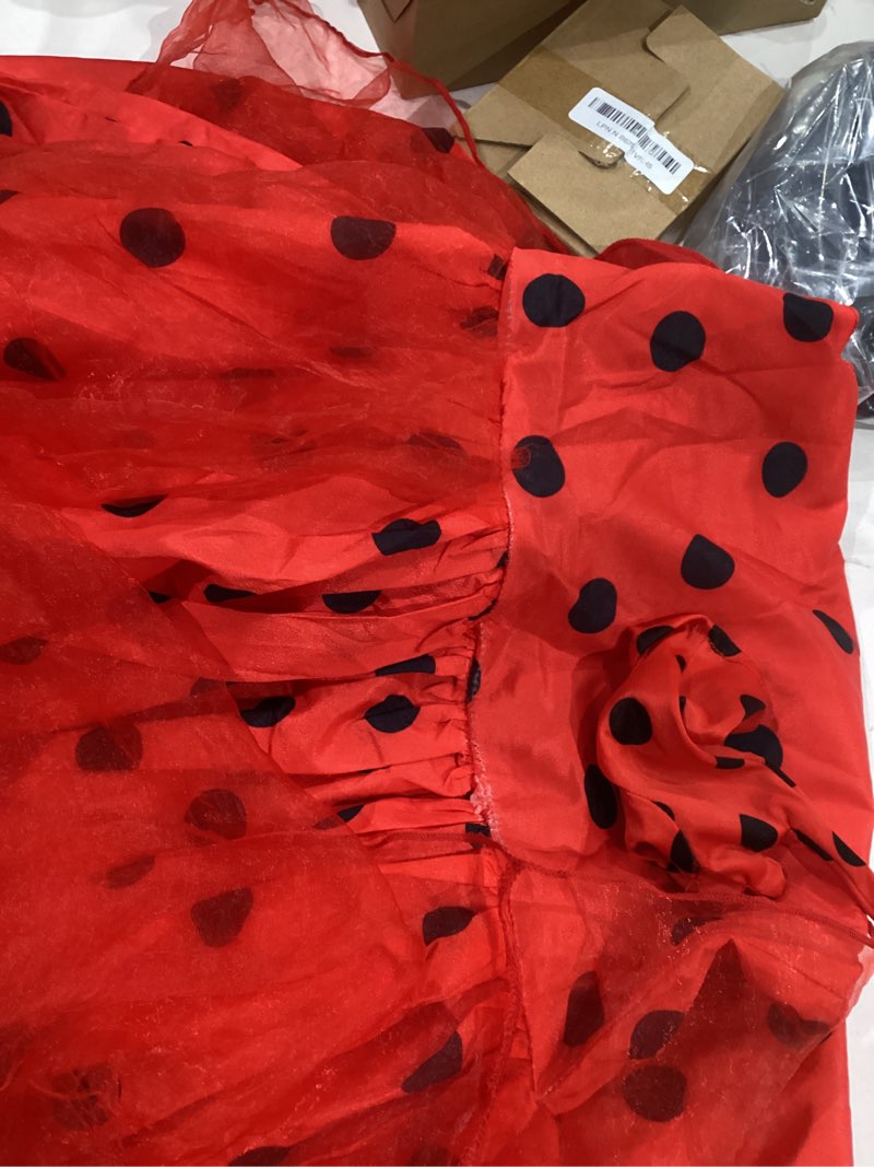 Condition photo showing As Is for sgehen girls ladybug costume dress halloween birthday christmas party cosplay outfit 3-10 years red 8-9 years