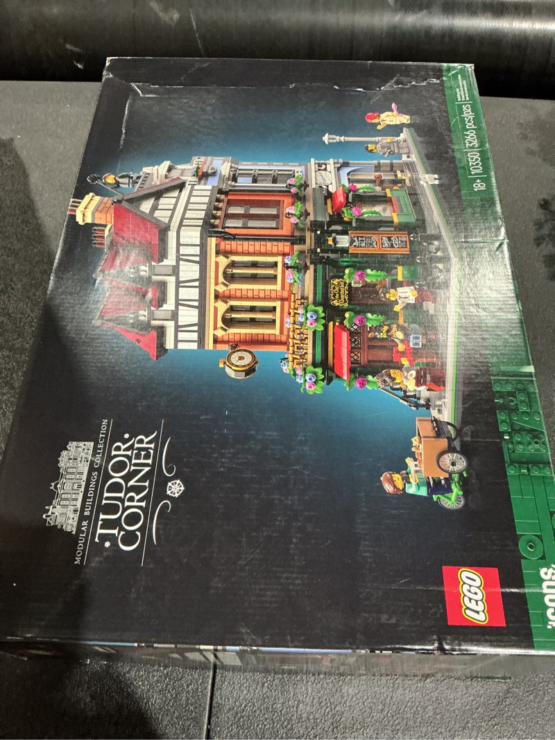 Condition photo showing New/Like New for lego icons tudor corner building set for adults 18+ - diy miniature house kit - collectible mini house building set for men and women - crafting gift for adults - 10350