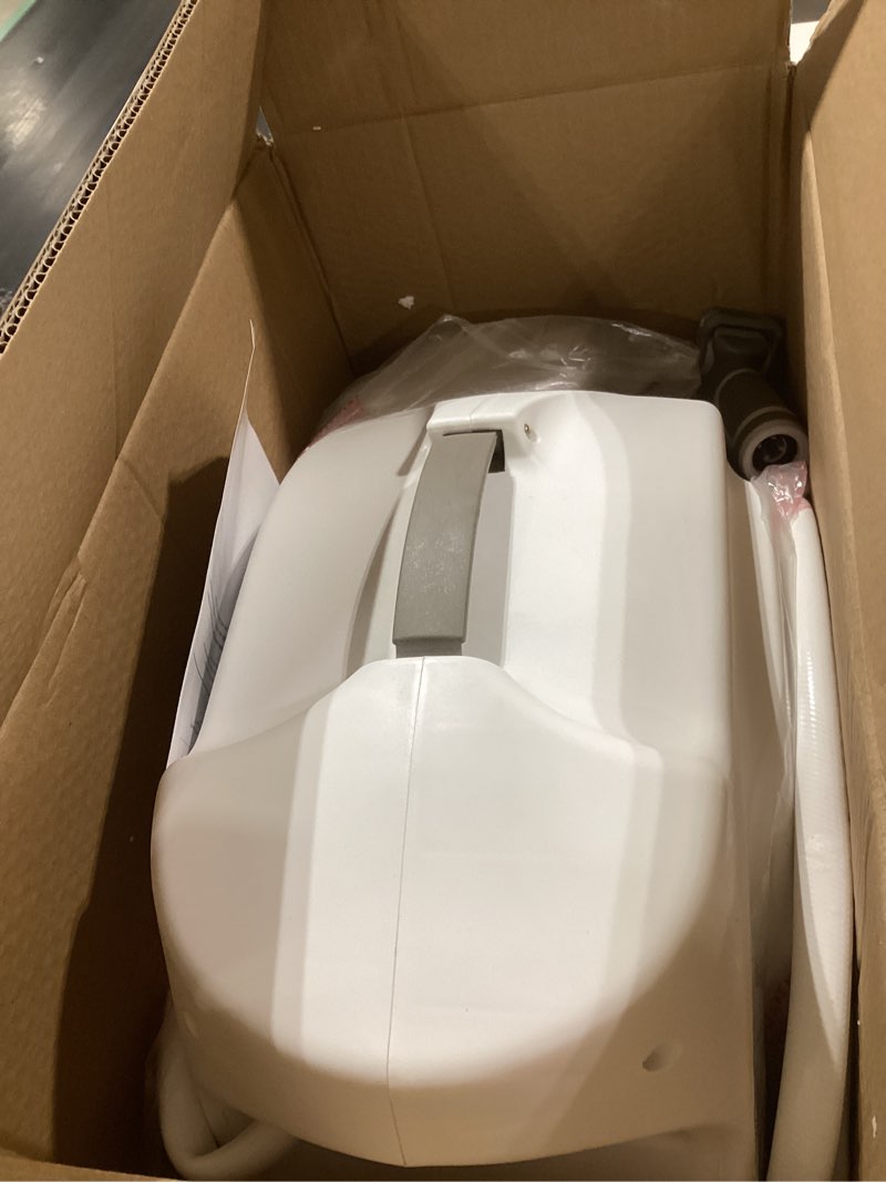 Condition photo showing Good Condition for retractable garden hose reel, 5/8 in 65+6 ft, heavy duty wall mounted water hose reel, spring power automatic rewind, any length lock, 180° swivel bracket, 10 pattern spray nozzle 5/8" 65ft