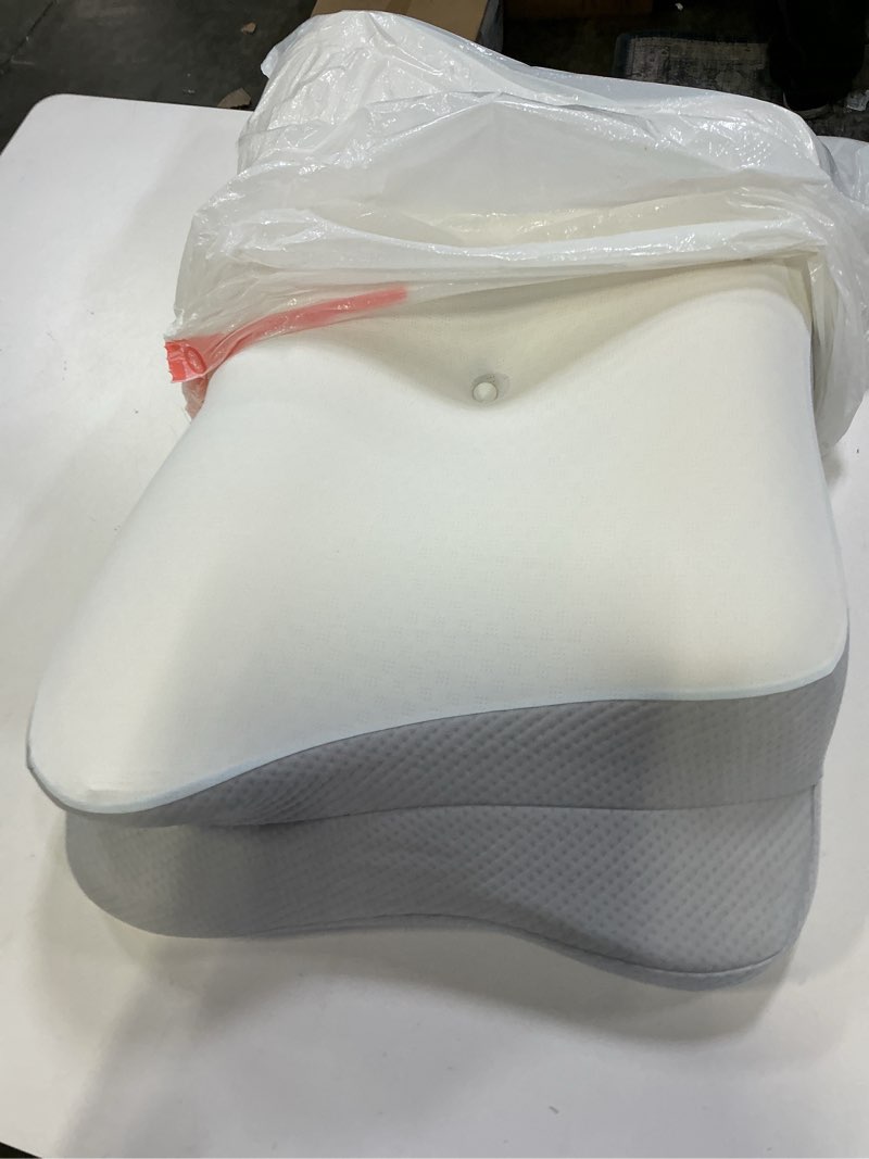 Condition photo showing As Is for Cervical Neck Pillow - Cooling Ergonomic Neck Support Pillow for Sleeping, Orthopedic Contour Memory Foam Pillows for Side, Back & Stomach Sleepers with Pillowcase (White)