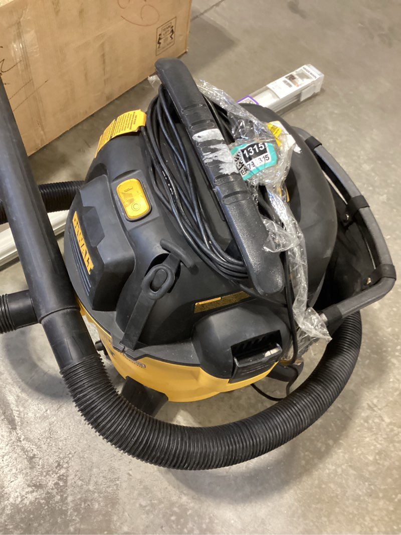 Condition photo showing As Is for DEWALT 12 Gallon STEALTHSONIC Ultra Quiet Poly Wet Dry Vacuum, DXV12P-QTA Powerful Suction Noise Reduction Vac, 5.5 Peak HP Shop Vacuum for Jobsite/Workshop, Reduce Motor Noise, Yellow
