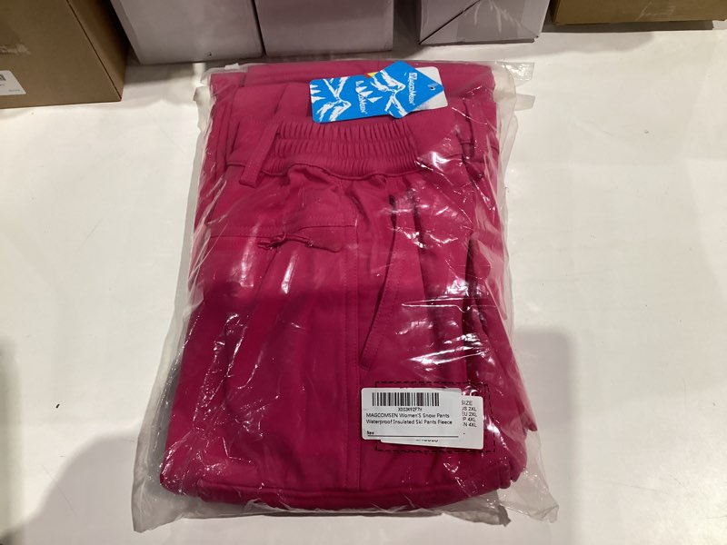 Condition photo showing New/Like New for MAGCOMSEN Women's Fleece Lined Winter Hiking Waterproof Insulated Outdoor Snow Ski Softshell Pants for Cold Weather X-Small Rose