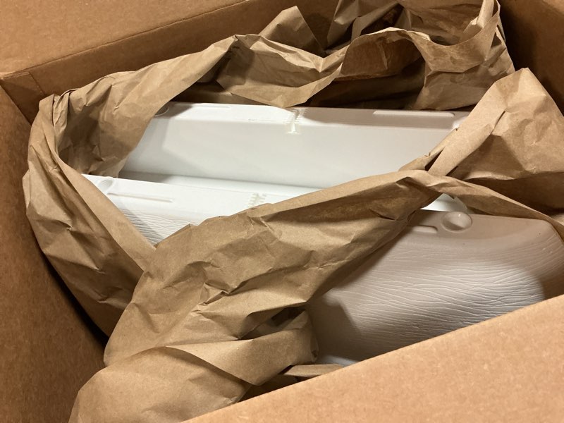 Condition photo showing Good Condition for bloomers railing planter with drainage holes – 24" weatherproof resin planter – polyethylene plastic - white white 24.3 × 10.5 × 9.5 inches