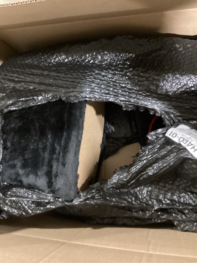Condition photo showing Good Condition for syandlvy gothic cat tree with coffin bed for indoor cats, small cat tower with scratching post, modern activity house condo with cradle, kittens cave, black & red 29.6" black & red