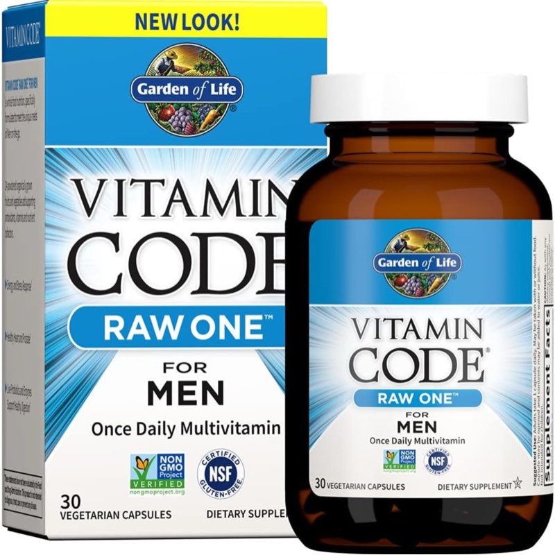 Garden of Life Vitamin Code Raw One for Men, Once Daily Multivitamin for Men, One a Day Mens Vitamins Plus Fruit, Veggies & Probiotics for Mens Health, Vegetarian Mens Multivitamins, 30 Capsules Unflavored 30 Count (( Best Used By/07/2026))