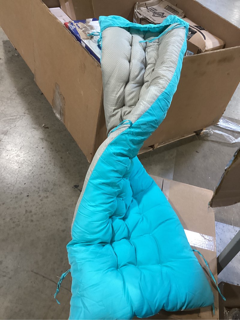 Condition photo showing Good Condition for 67 x 19 inch chaise lounge cushions soft lounge chair cushion gravity chair cushion sofa lawn furniture cushion pad with 6 tie for outdoor indoor patio home without headrest (lake blue,2 pcs) lake blue 2