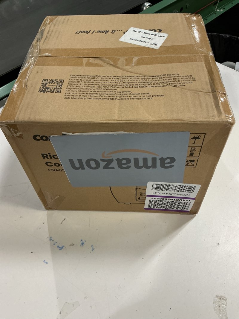 Condition photo showing New/Like New for COMFEE' Rice Cooker, 6-Cup Cooked/3-Cup Uncooked, Removable Non-Stick Bowl, for Soups, Stews, Grains&Oatmeal, One Touch, Black 3 Cups_Black
