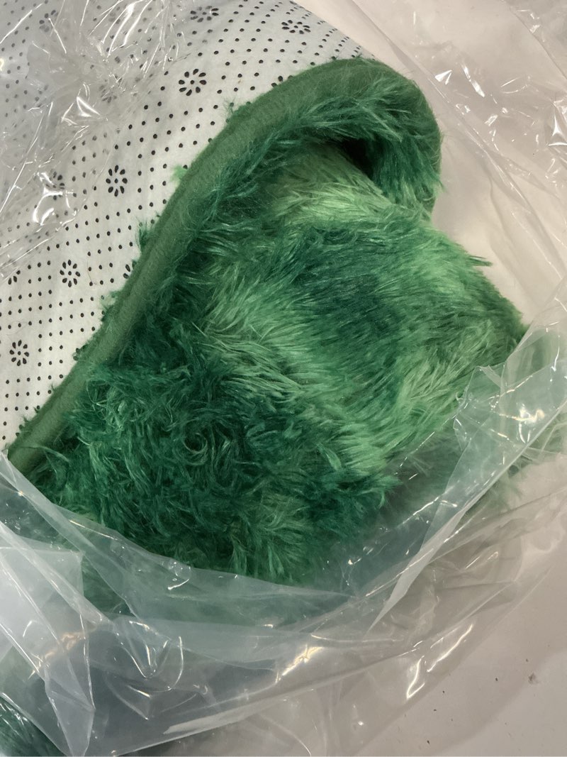 Condition photo showing As Is for Tie-Dyed Green Fluffy Rug for Bedroom 3x5.9 ft - Ultra Soft & Non Slip Shaggy Area Rug, Comfy Durable Carpet for Living Room Kids Room Teens Dorm Home Decor, 1.7'' Thick Indoor Plush Carpets Tie-dye Dark Green 