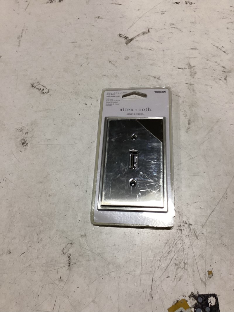 Condition photo showing New/Like New for allen + roth simple steps 1 -gang midsize size satin nickel zinc indoor toggle wall plate