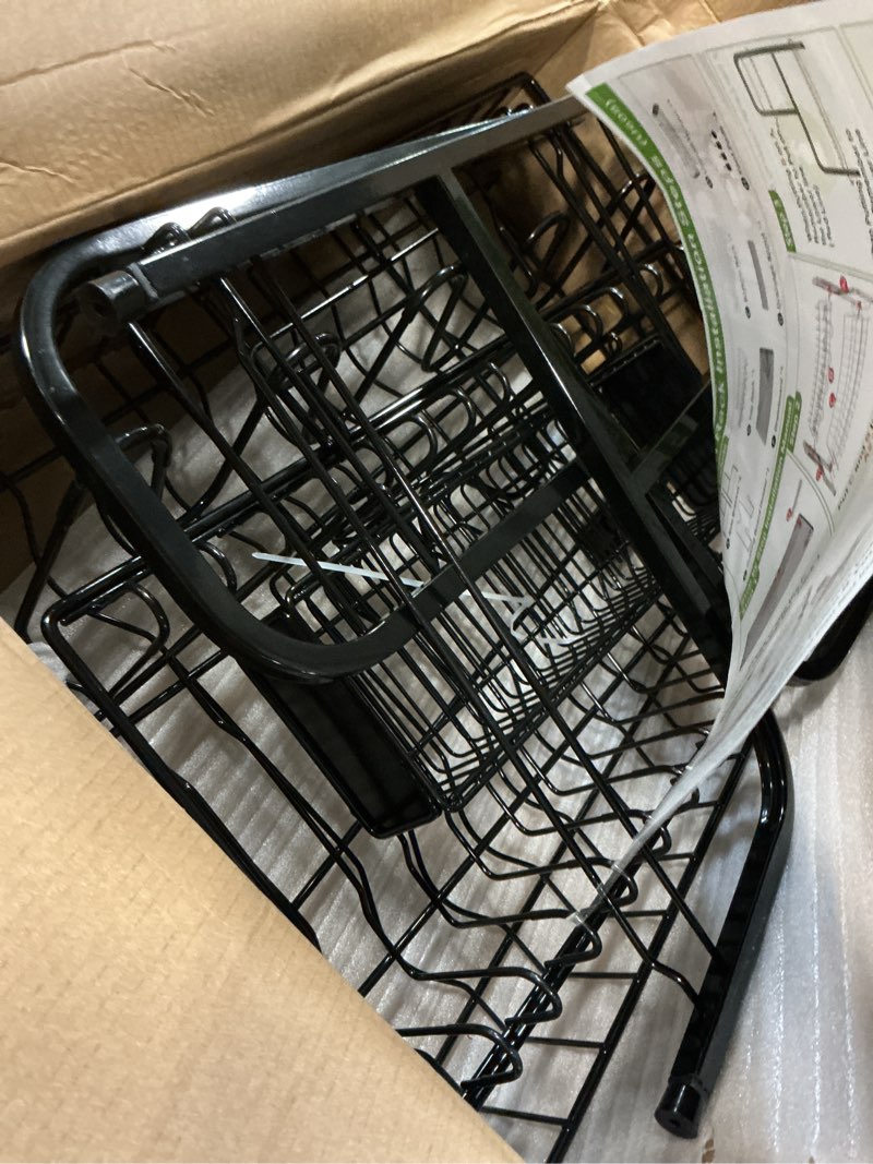 Condition photo showing Good Condition for 2 Tier Dish Drainers Drying Rack for Kitchen Counter Large Stainless Steel Dishes Drain with Drainboard, Space Saving, Big Modern Black Countertop Metal Plates Dryer Strainer Holder and Extra Tray 2 Tier-black