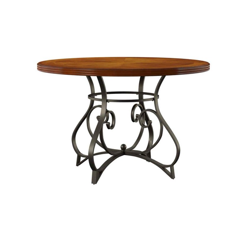 incomplete * missing base ,only top*Cherry/Bronze Wood Top 45 in. Metal Pedestal Dining Table 