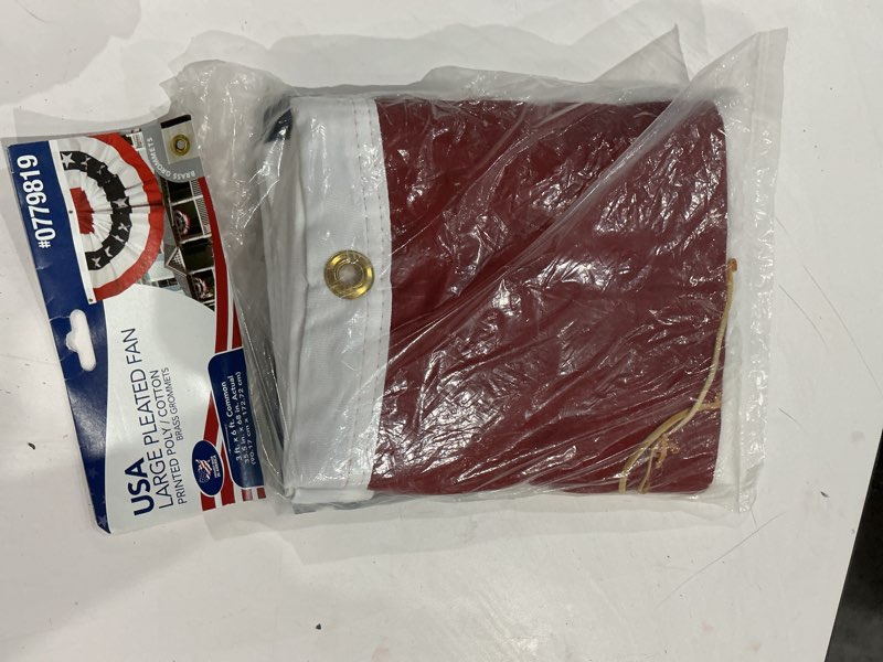 Condition photo showing As Is for independence flag 6-ft w x 2.875-ft h american bunting flag