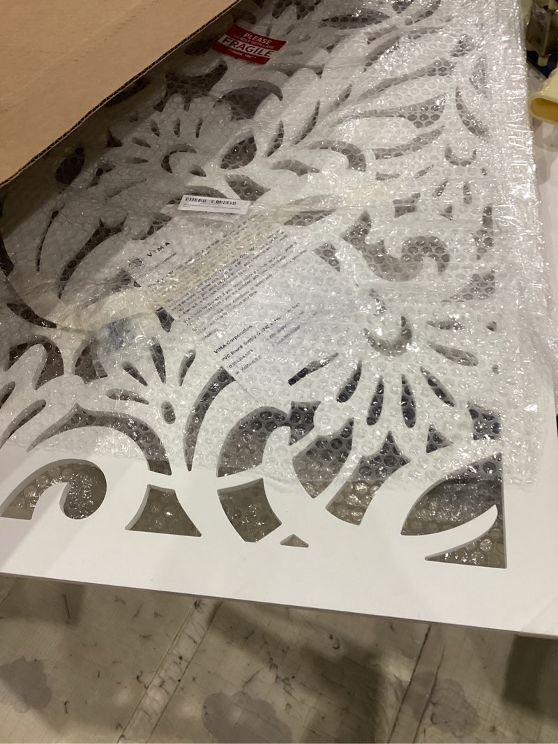 Condition photo showing Good Condition for vima (avines decorative wall art panel - 48" l x 24" w x 3/8" h, white color pvc board panel with private screen fence design for home renovation & wall décor