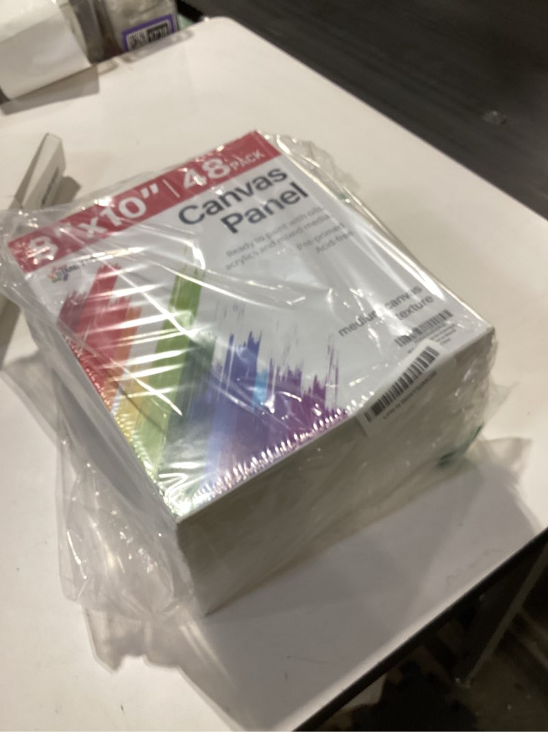 Condition photo showing Good Condition for Simetufy 48 Pack 8 x 10 inch Canvas Boards for Painting Canvas Panels - Gesso Primed Acid-Free 100% Cotton for Acrylics Oil Watercolor Tempera Paints 8"x10"- 48pcs