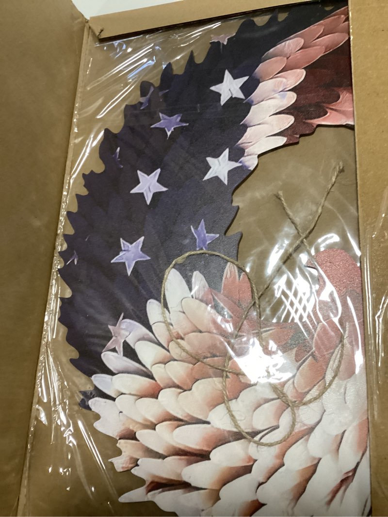 Condition photo showing Good Condition for 4th of July Wreath for Front Door, Jaxbo 2025 New Patriotic Wreath Handmade Eagle Wreaths, Red White and Blue Flag Wreaths Festival Garland Decoration Front Door Wall Home Decor
