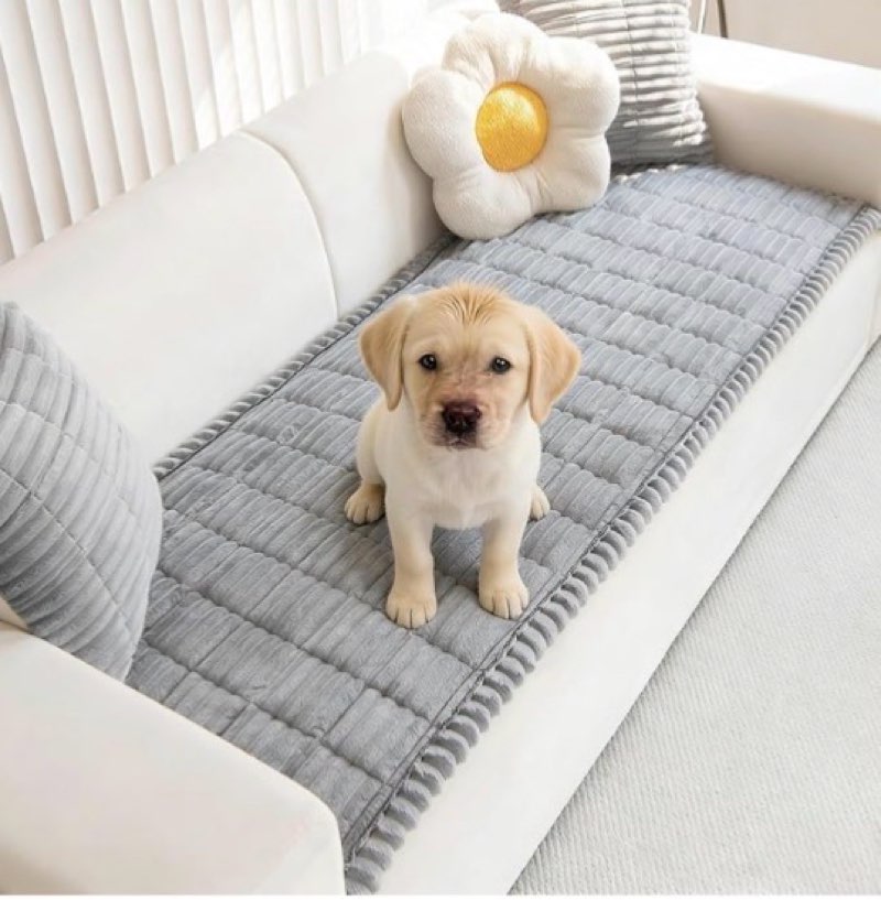 mivnue pet couch cover, couch covers for dogs, washable dog sofa covers couch protector, fuzzy non slip couch slipcover pet friendly (light grey, 27.6" x 59.1")