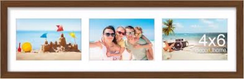 decorUhome 6x20 Picture Frames Collage Wall Decor, Display 3Pcs 4x6 Photos with Mat or 1Pcs 6x20 Unmatted, 3 4x6 Collage Picture Frames for Wall Mounting, Brown 6x20 (3-4x6) Brown
