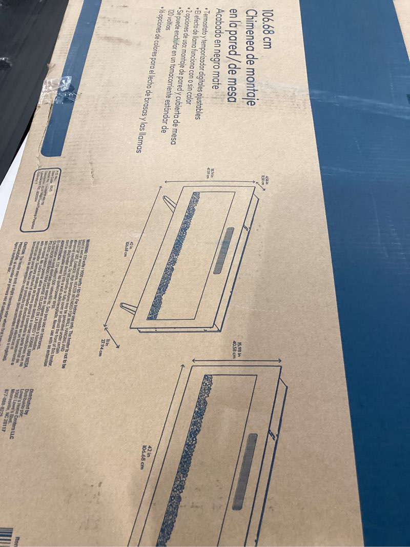 style selections 42-in w black wall mount fan-forced electric fireplace with remote control