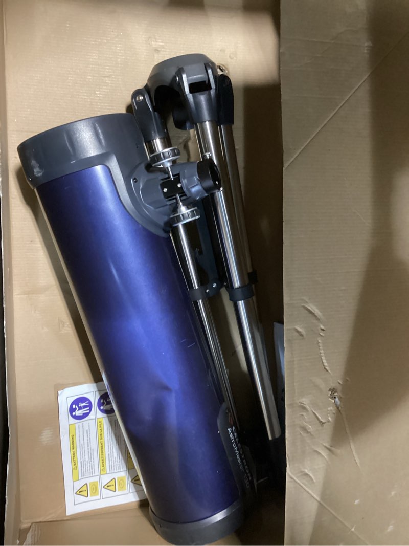 Condition photo showing As Is for Celestron – AstroMaster 130EQ–MD Newtonian Reflector Telescope for Beginners – Aluminized Mirror – Motor Drive to Track Stars – Adjustable Tripod – Includes Eyepieces Plus Astronomy Software Package AstroMaster 130EQ w MD