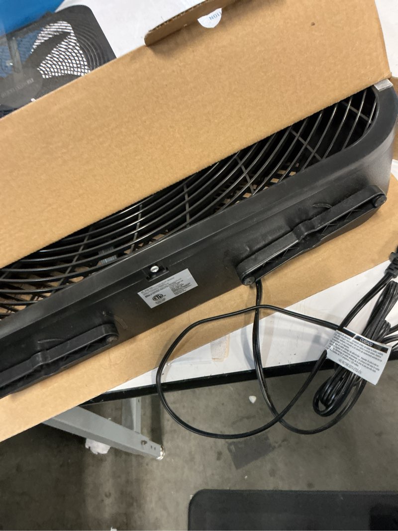 Condition photo showing As Is for utilitech 20-in 120-volt 3-speed high velocity indoor black box fan