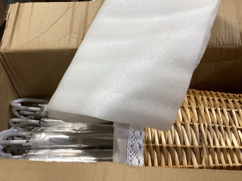 Condition photo showing Good Condition for wedding stick umbrellas bulk, 40 inch large canopy umbrellas with woven rattan basket windproof rainproof white 30