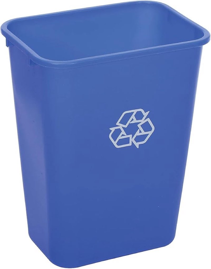 global industrial plastic recycling wastebasket, blue