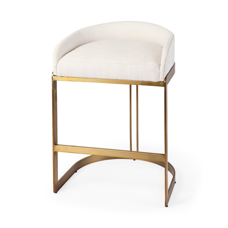 69452 - Hollyfield II Cream Fabric Seat W/ Gold Metal Base Counter Stool