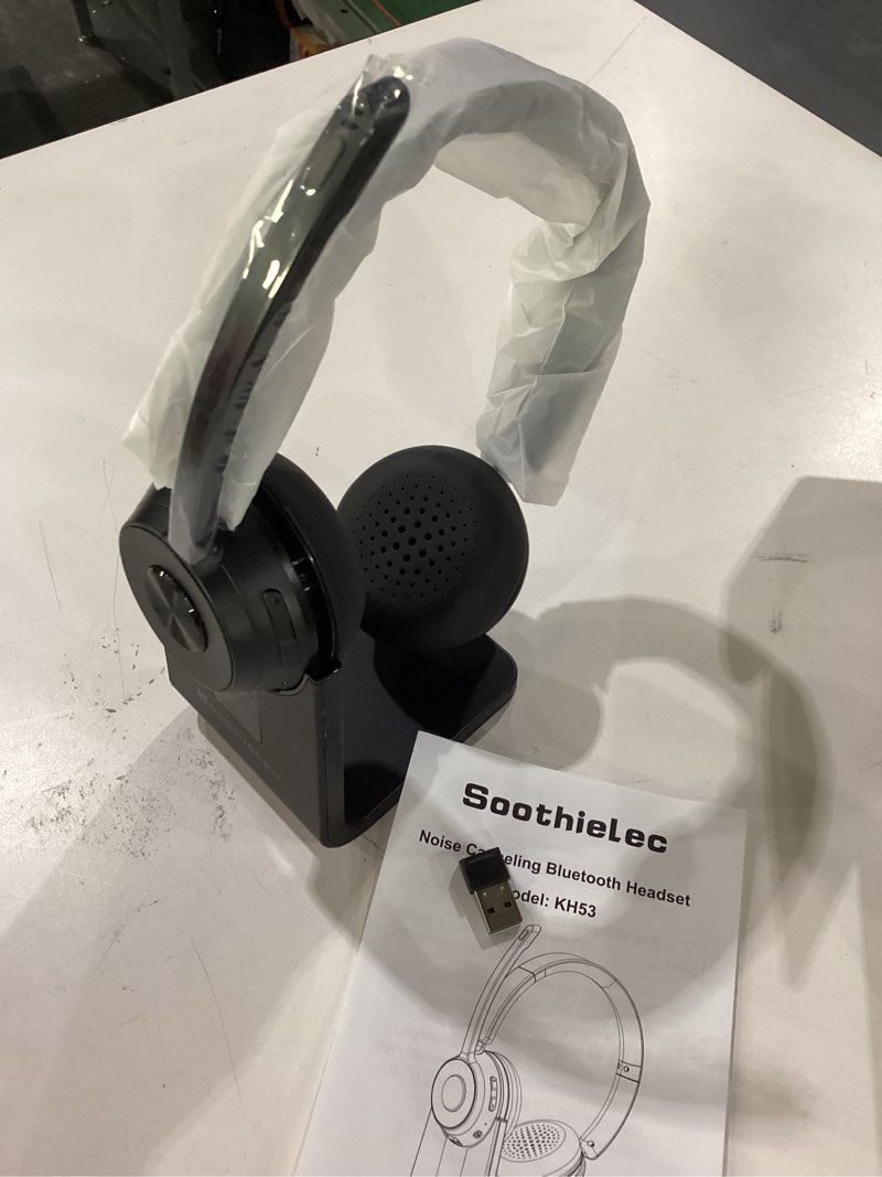 Condition photo showing New/Like New for (Upgraded Version) Wireless Headset, Bluetooth Headset with Noise Cancelling Microphone, Best Headphones with Mic Mute & USB Dongle for PC/Computer/Laptop/Cell Phones/Remote Work/Call Center Black