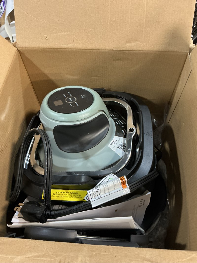 Condition photo showing As Is for ninja crispi 4-in-1 glass air fryer | with non-toxic 4qt & 6-cup glass containers & lids | microwave, freezer, dishwasher safe | 450°f max temp |1500 watt | green | fn101sg sage