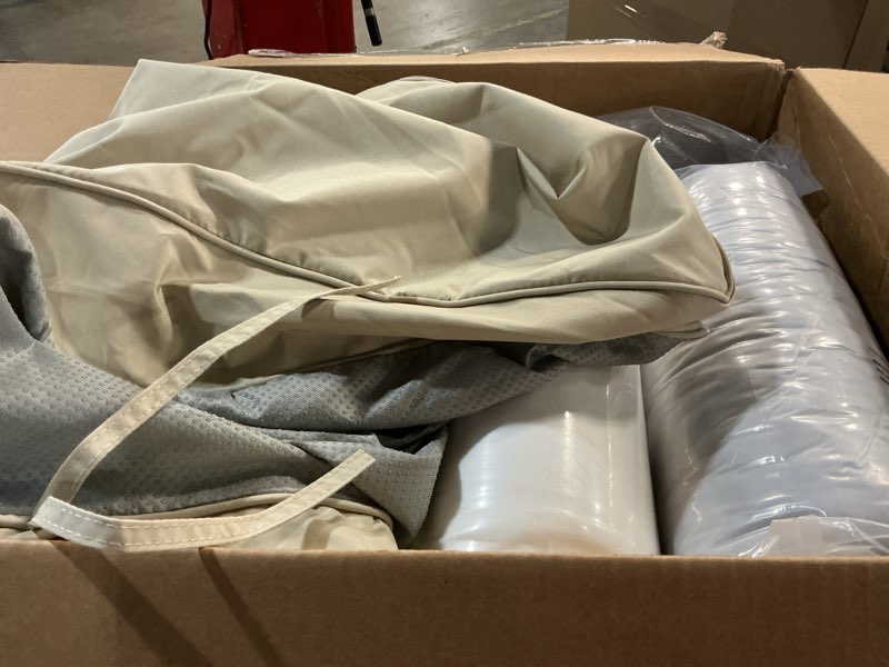 Condition photo showing As Is for outdoor chair cushions set of 4, waterproof backrest and deep seat cushion set for patio furniture, outdoor sofa replacement cushions with removable cover, 24 x 24 inch, cream 24*24 + 24*22 inch cream 4