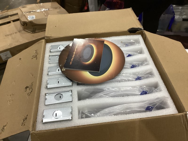 Condition photo showing New/Like New for 12 pack 8 inch 5cct led recessed ceiling light with night light, dimmable canless wafer downlight, 2700k/3000k/3500k/4000k/5000k selectable, ultra-thin, 15w, etl, white white 8 inch -12 pack