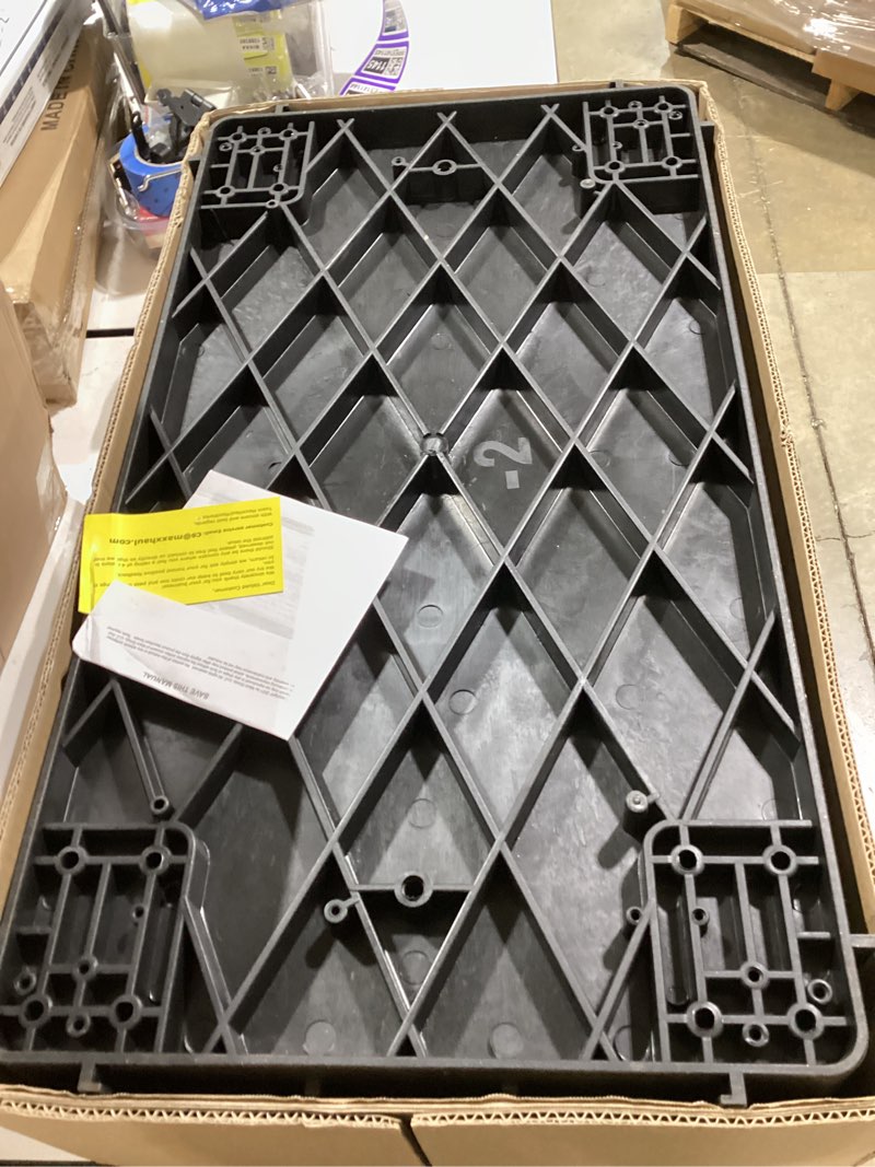 Condition photo showing Good Condition for maxworks heavy duty 2?shelf service cart 500 lb capacity polypropylene utility cart with 5" non?marring casters deep trays and built?in tool storage for garage warehouse workshop (80855) 30 inch x 16 inch