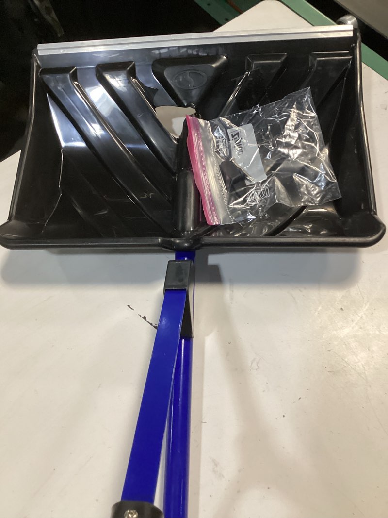Condition photo showing As Is for Snow Joe SJ-SHLV20 Shovelution Snow Shovel with Spring-Assist Handle, Heavy-Duty Shovel for Fast Snow Removal, 20 Inches, Blue 20-Inch Original Blue