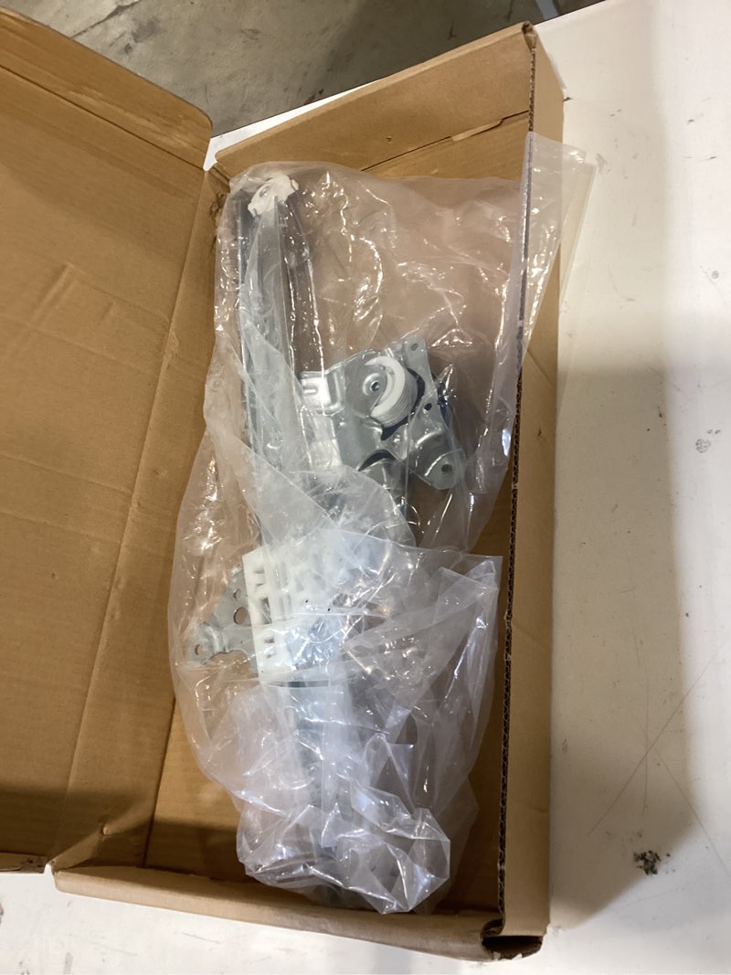 Condition photo showing As Is for power window regulator with 2-pin motor, front right passenger side, compatible with nissan rogue 2014 2015 2016 2017 2018 2019 2020 sport utility, replacse# 3a0839462b front passenger side