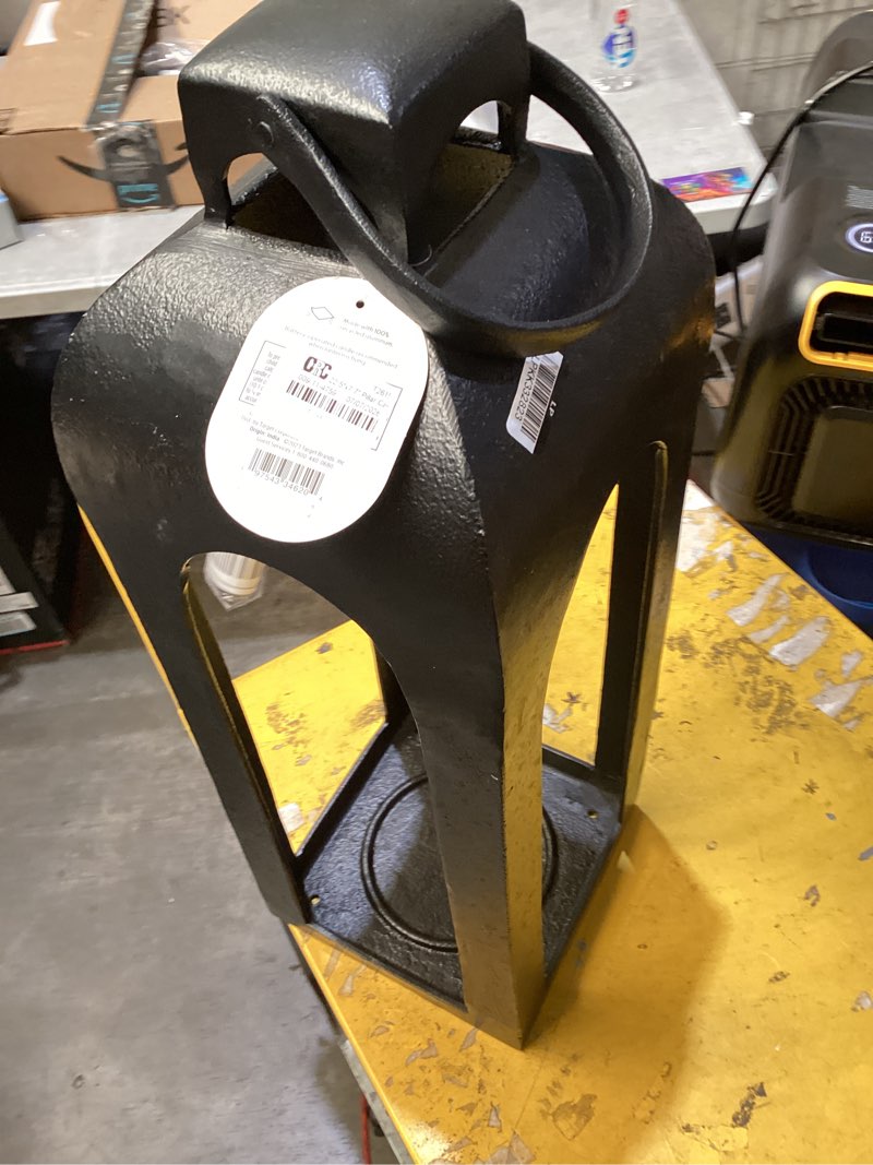 Condition photo showing Good Condition for 22.5"x7.7" pillar cast aluminum outdoor lantern candle holder black - threshold™