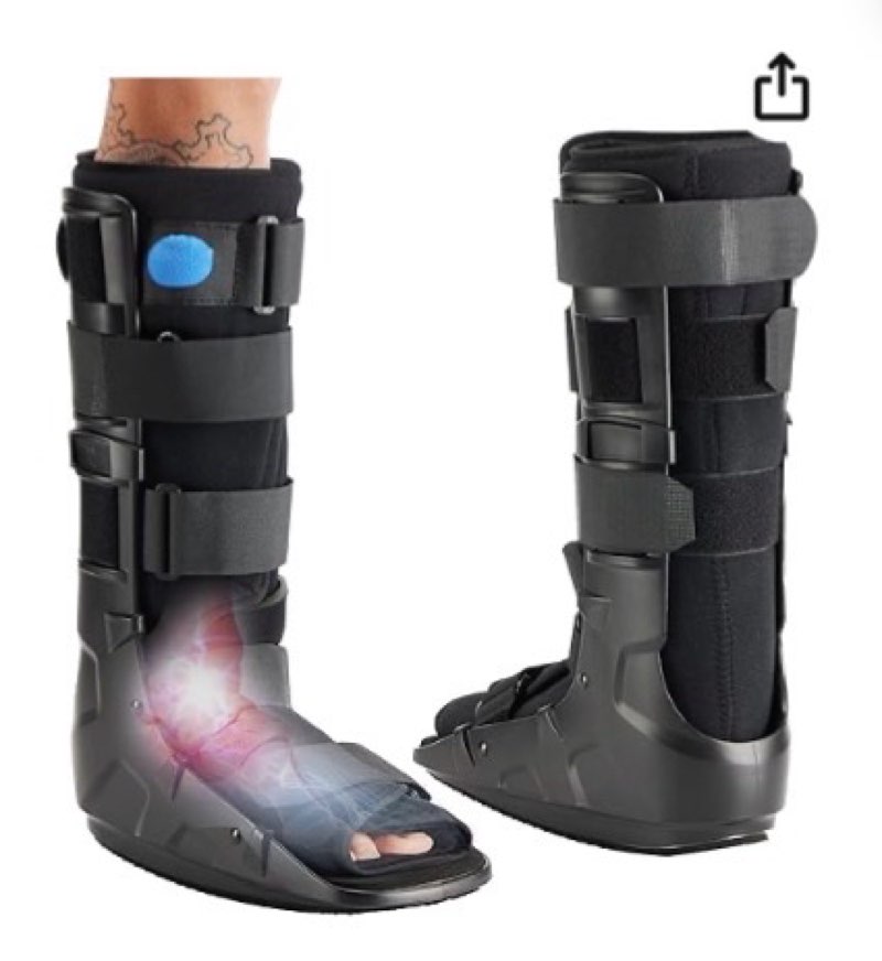 medibot air cam walker tall fracture boot, medical recovery walking boot for broken foot, sprained ankle, fractures, adjustable air bladders, universal fit for men & women, left or right foot(large)