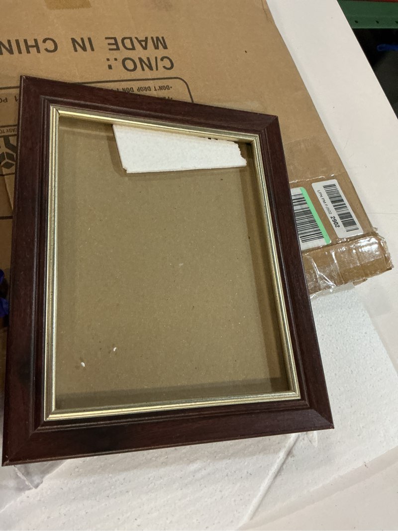 Condition photo showing As Is for Picrit Double 8.5x11 Black Wood Diploma/Document Frame with Tempered Glass & Black over Gold Mat, and Display 14x20 Degree Certificate Frame without Mat for Wall, 1 pack Black Double 8.5x11?14x20 Diploma without Mat?