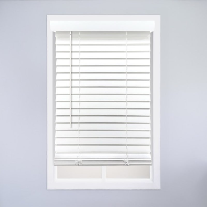 Condition photo showing New/Like New for allen roth 35 in x 64 in room darkening cordless faux wood blinds
