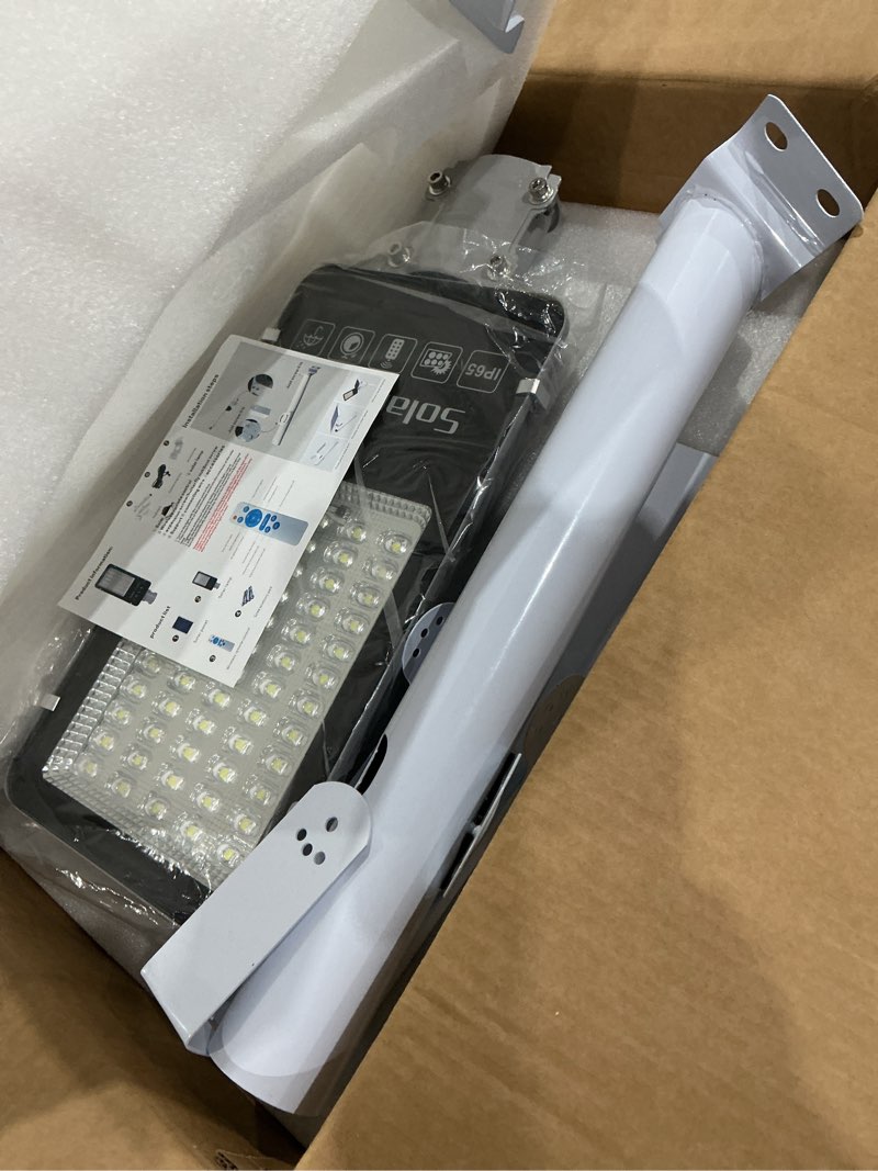 Condition photo showing Good Condition for jwt 12000w solar street lights outdoor,6500k solar parking lot light commercial dusk to dawn, heavy duty split type solar lights outdoor waterproof ip66 remote control, street light for yard/driveway 1 pack
