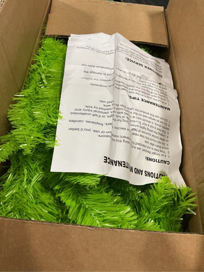 Condition photo showing New/Like New for Whimsical Christmas Tree - Christmas Decorations - 6 FT Pre-lit Artificial Christmas Tree with Lights - 480 Tips/ 170 LED Lights/Metal Stand - Perfect for Xmas Decor Indoor Outdoor Home Party Lime Green