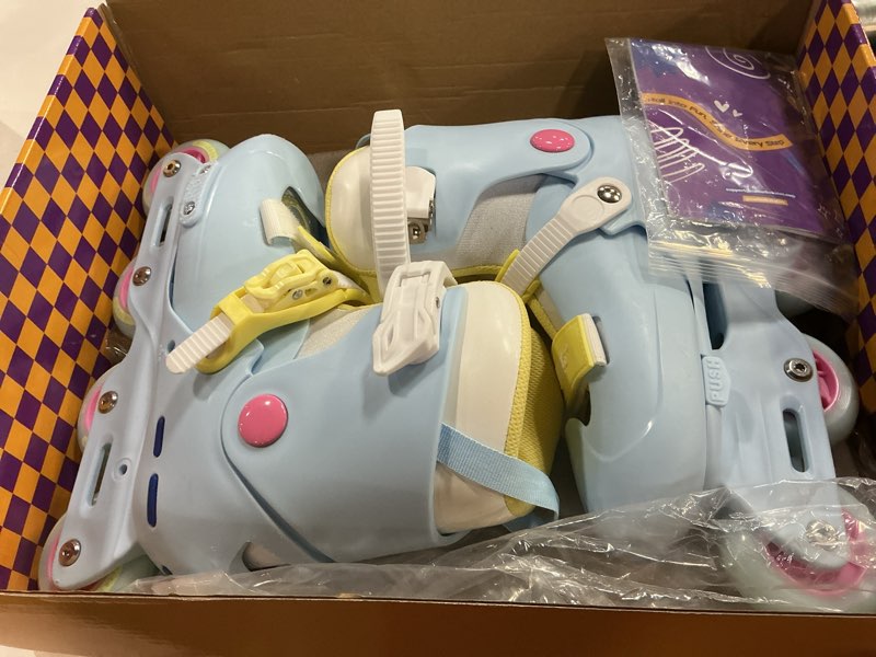 Condition photo showing Good Condition for Nattork Inline Skates for Girls Kids Teens Boys Age 4-16, 4 Sizes Adjustable Blades Roller for Outdoor Indoor Birthday Blue Large(4-7 US)