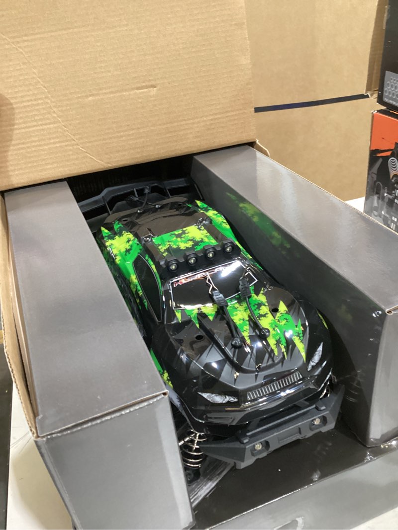 Condition photo showing As Is for x-tmaga 1:14 scale all terrain rc cars for adults & boys (hs14323), max fast 40+ kph, 4wd off-road rc truck for snow & sand & mud, 4x4 waterproof remote control car with 2 rechargeable batteries green2