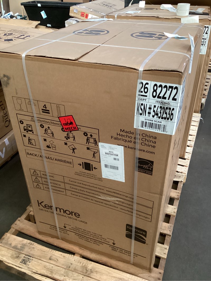 Condition photo showing New/Like New for Kenmore 8.0 cu. ft. Front Load Electric Dryer with Wrinkle Guard & Accela Steam to Reduce Wrinkles, Static & Odors - Smart Sensor Drying - LED - ENERGY STAR Certified - White