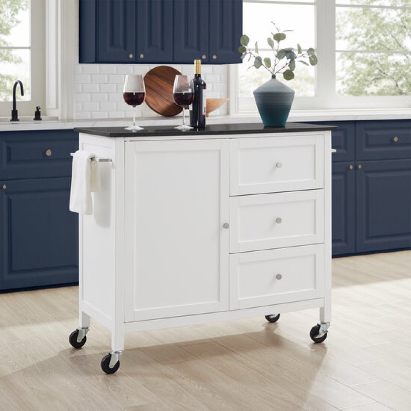 Carts Crosley Furniture Soren Kitchen Island/Cart in White Finish with Multiple Top Options