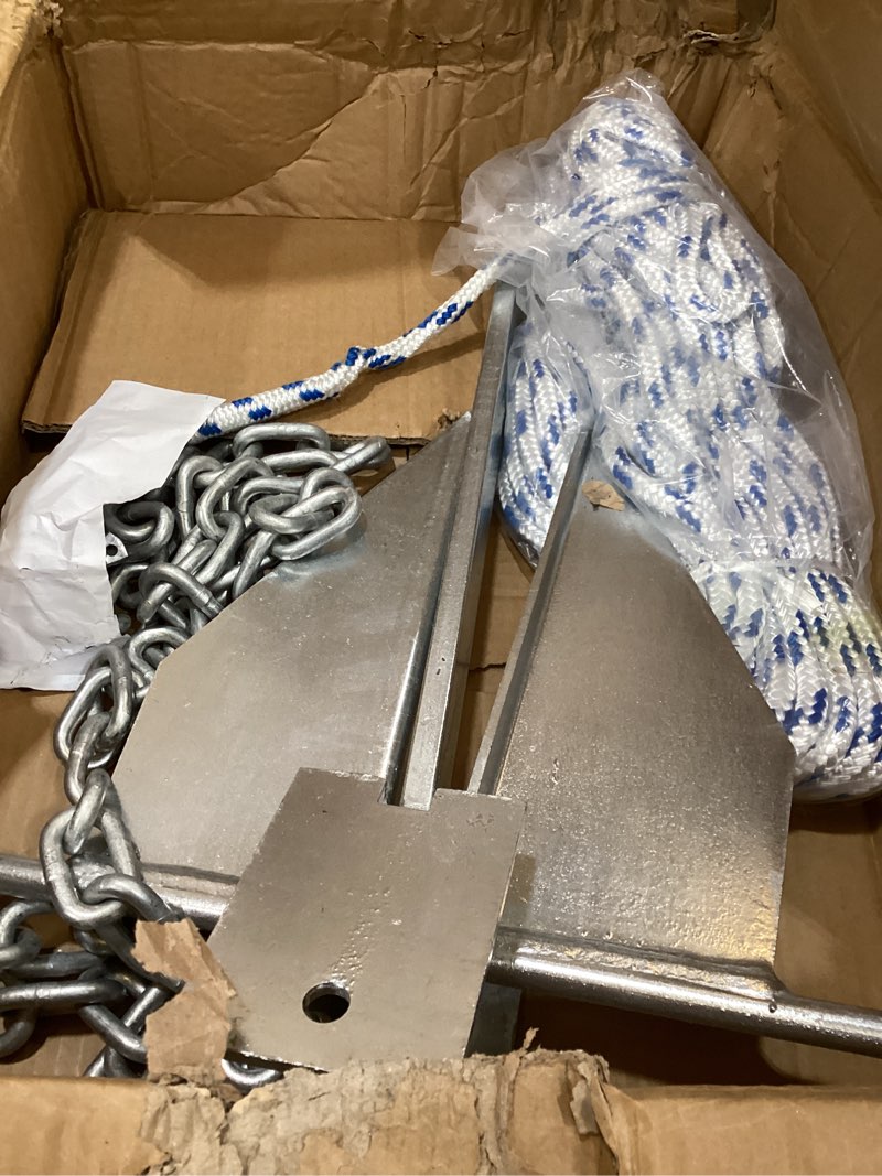 Condition photo showing Good Condition for young marine galvanized fluke style anchor kit includes galvanized fluke anchor, rope, shackles, chain 8lb 10lb 13lb for boat 16-26ft, 10 lb