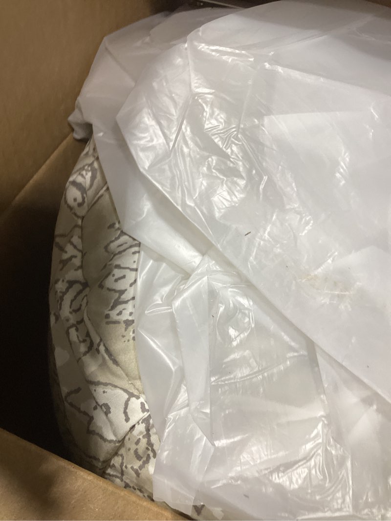 Condition photo showing As Is for levtex home adare taupe reversible king/cal king comforter set (106x94in) with 2 pillowcases (36x20in) - floral bedding - taupe white - 100% cotton king size comforter set - soft, pre-washed comforter - king/cal king taupe